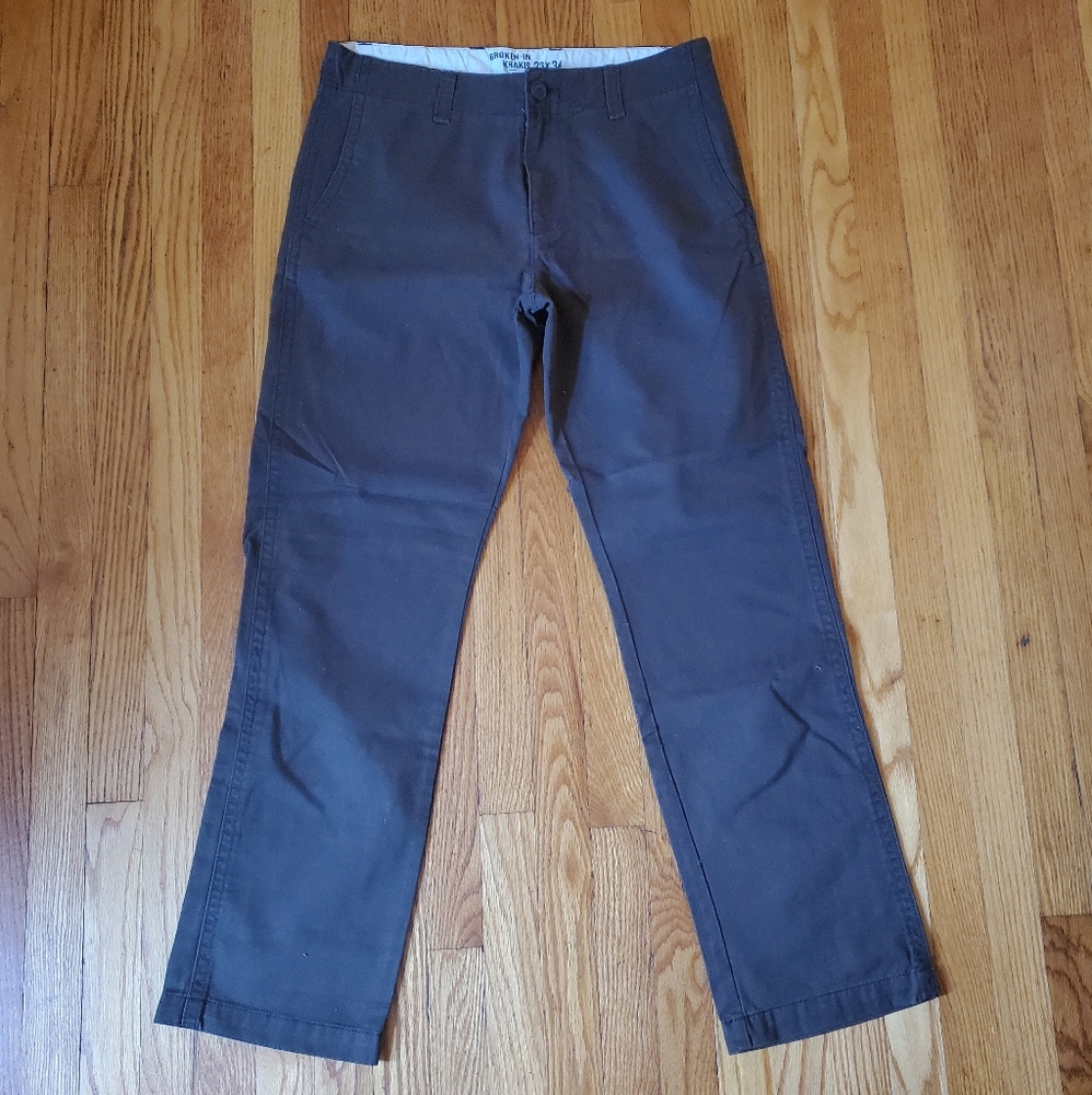 Old Navy Brown Broken-In Khakis men's favorite khaki pants Old Navy pants 33x34